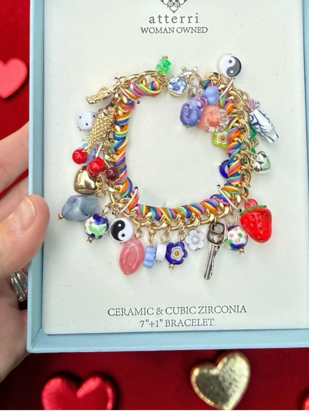 Viral Atterri Multicolor Ceramic & Cubic Zirconia charm Bracelet